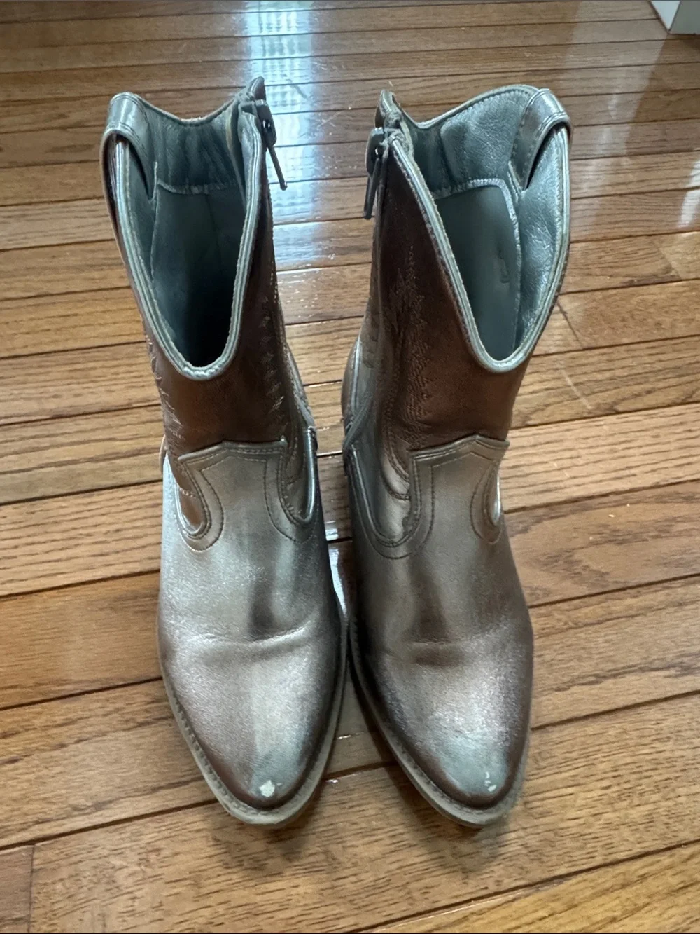 Kids Steve Madden Metallic Copper Western Zip Boots